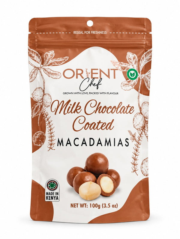 Orient Chef Milk Chocolate Coated Macadamias – 100g | Premium Chocolate Snack